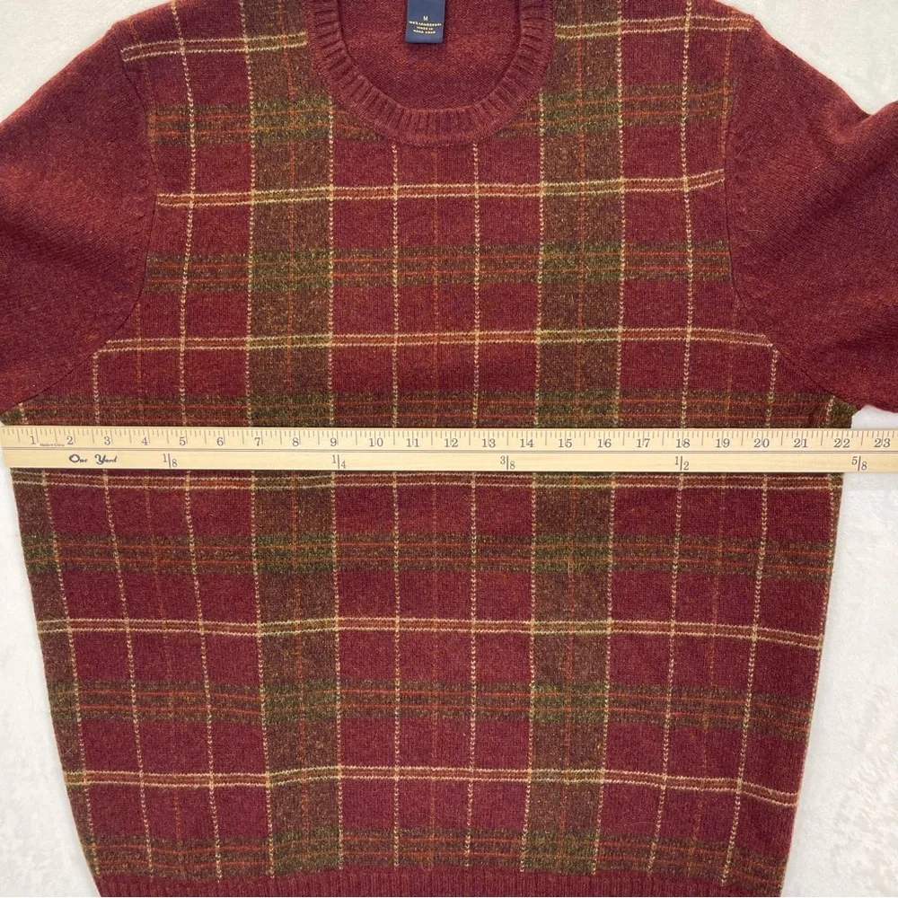 Brooks Brothers Sweater Mens M Red Yellow Check Lambswool Knit Crewneck Classic - Picture 6 of 9